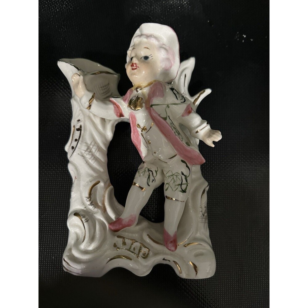 Nice Cute vintage Japan Boy Pink Floral Vase Porcelain Ceramic
